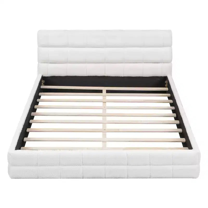 Whisen Elegant Queen Size Fully Upholstered Platform Bed with Headboard