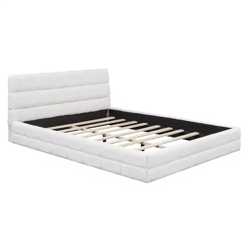 Whisen Elegant Queen Size Fully Upholstered Platform Bed with Headboard
