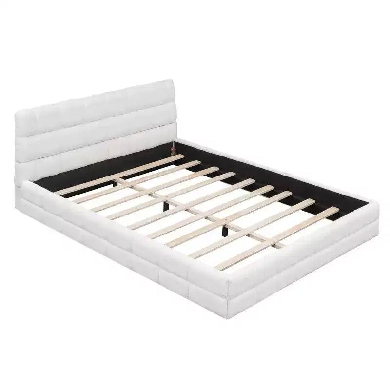 Whisen Elegant Queen Size Fully Upholstered Platform Bed with Headboard