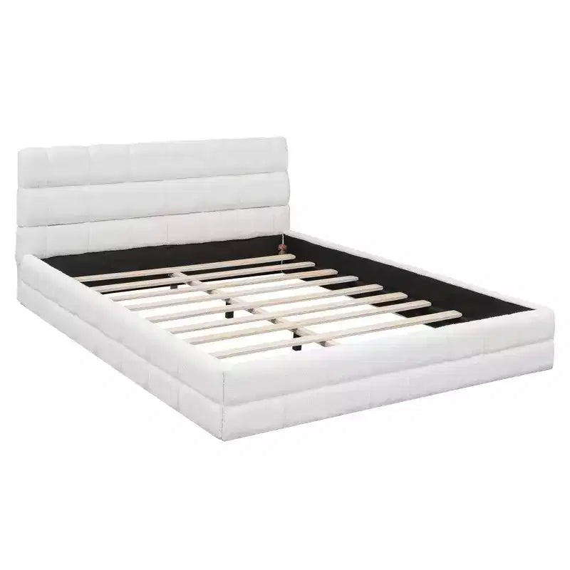 Whisen Elegant Queen Size Fully Upholstered Platform Bed with Headboard