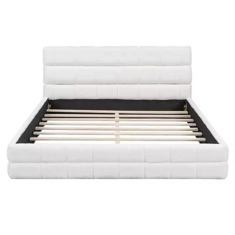 Whisen Elegant Queen Size Fully Upholstered Platform Bed with Headboard