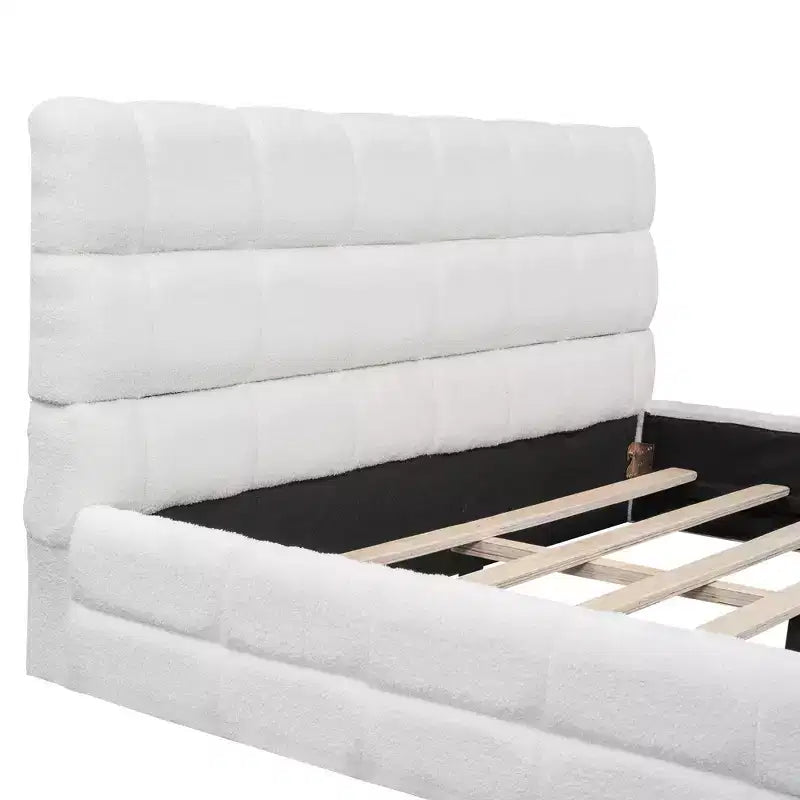 Whisen Elegant Queen Size Fully Upholstered Platform Bed with Headboard