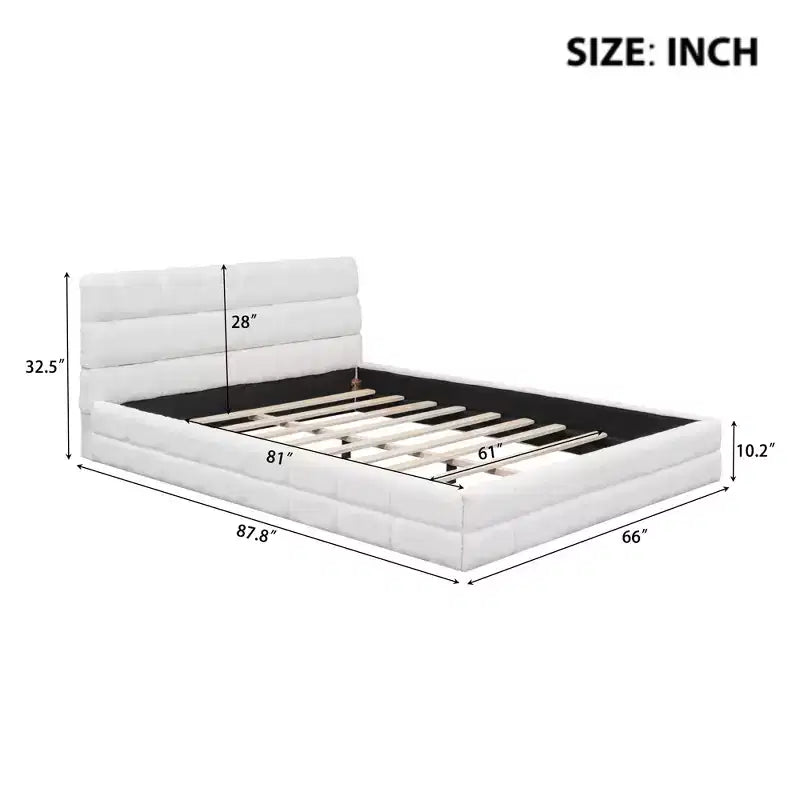 Whisen Elegant Queen Size Fully Upholstered Platform Bed with Headboard