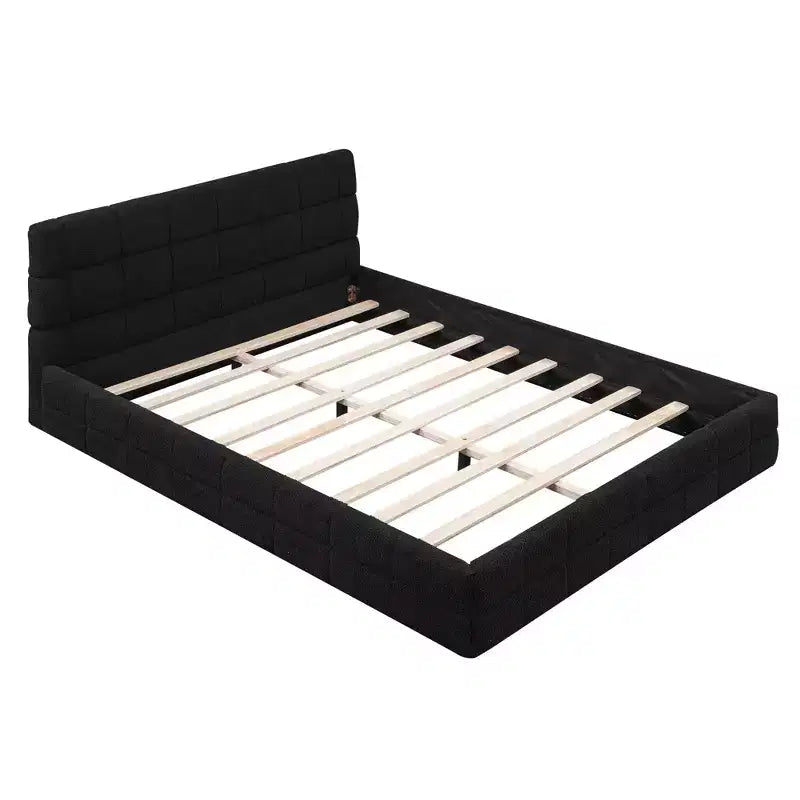 Whisen Elegant Queen Size Fully Upholstered Platform Bed with Headboard