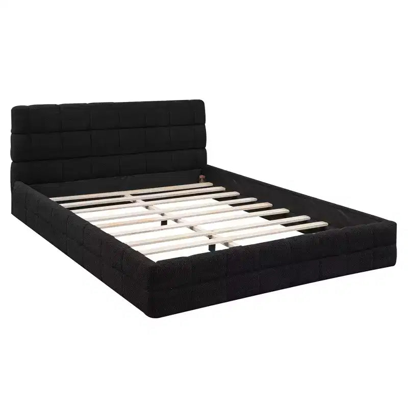Whisen Elegant Queen Size Fully Upholstered Platform Bed with Headboard