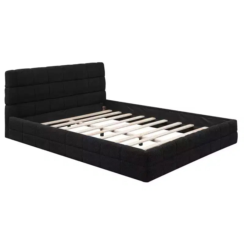 Whisen Elegant Queen Size Fully Upholstered Platform Bed with Headboard