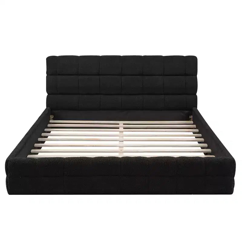 Whisen Elegant Queen Size Fully Upholstered Platform Bed with Headboard