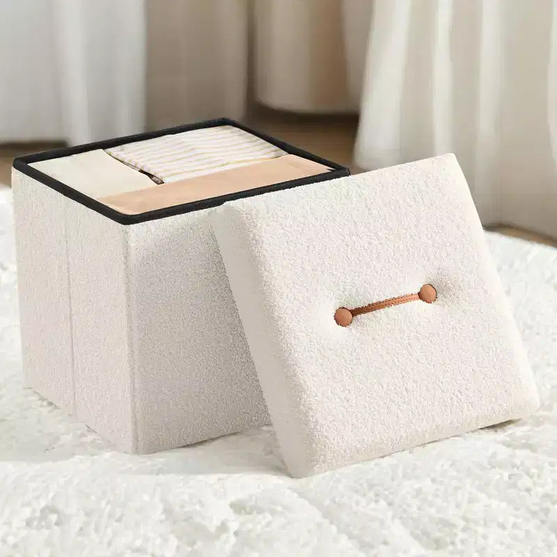 LEDREM Small Folding Storage Ottoman, Foot Rest Stool, 15 x 15 x 15 Inches, Ottoman with Storage, Load up to 660 lb