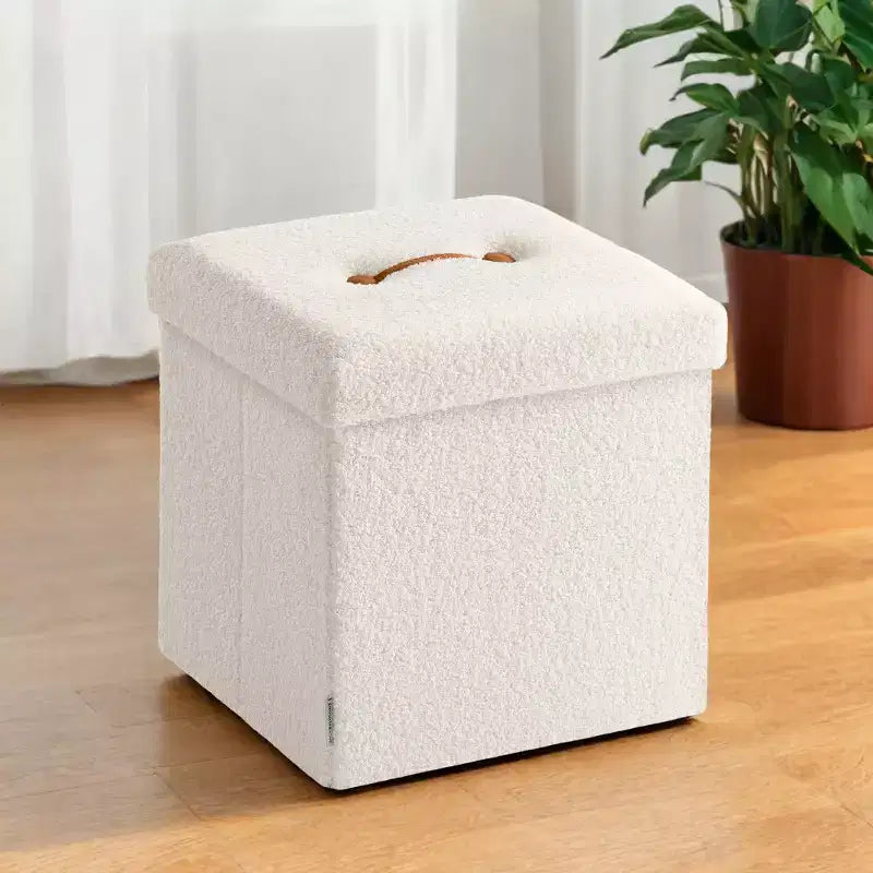 LEDREM Small Folding Storage Ottoman, Foot Rest Stool, 15 x 15 x 15 Inches, Ottoman with Storage, Load up to 660 lb