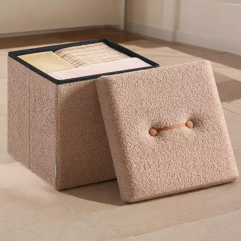 LEDREM Petit Pouf de Rangement Pliant, Tabouret Repose-Pieds, 38 x 38 x 38 cm, Pouf avec Rangement, Charge maximale 300 kg