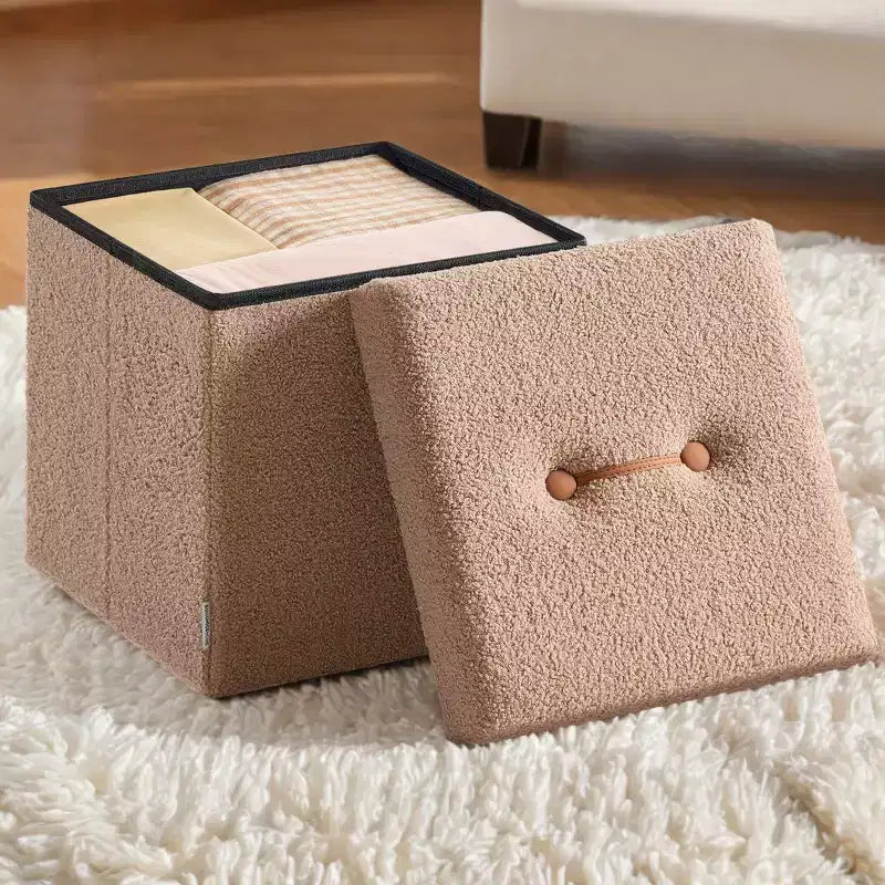 LEDREM Petit Pouf de Rangement Pliant, Tabouret Repose-Pieds, 38 x 38 x 38 cm, Pouf avec Rangement, Charge maximale 300 kg