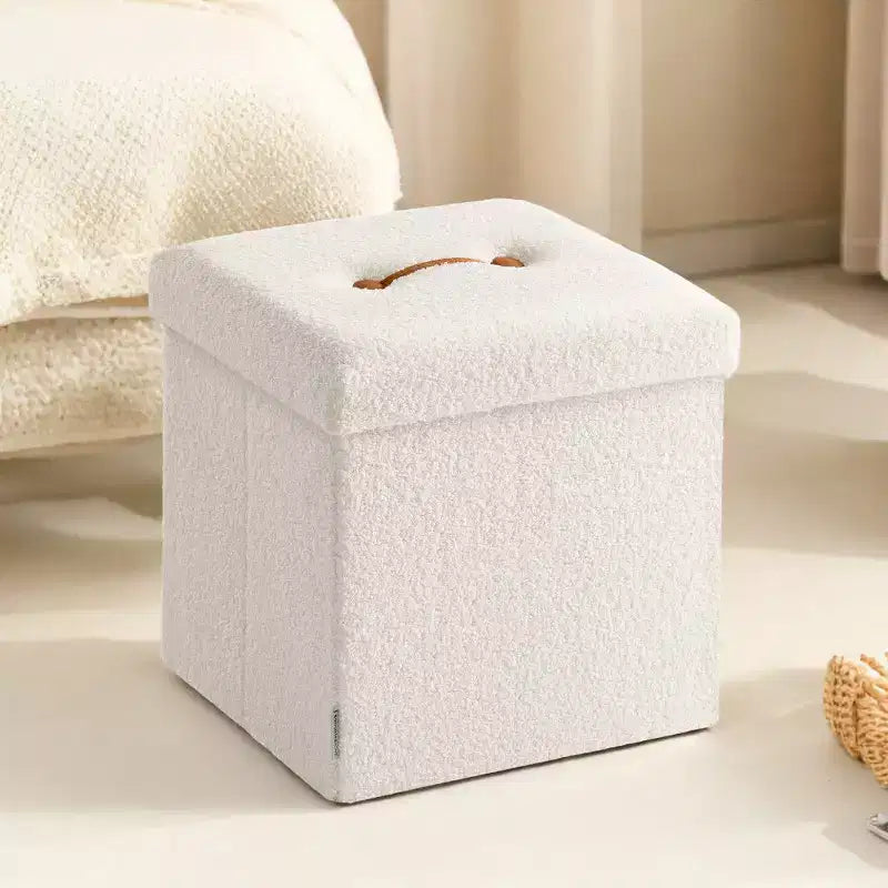 LEDREM Small Folding Storage Ottoman, Foot Rest Stool, 15 x 15 x 15 Inches, Ottoman with Storage, Load up to 660 lb