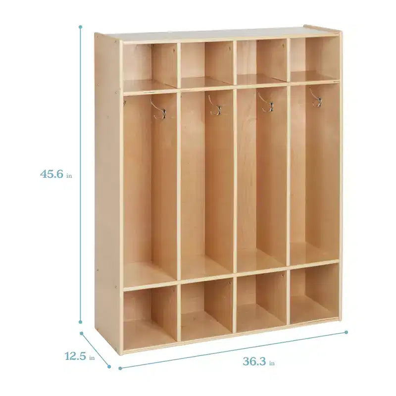 ECR4Kids Streamline 4-Section Coat Locker with Cubby Storage, Classroom Furniture