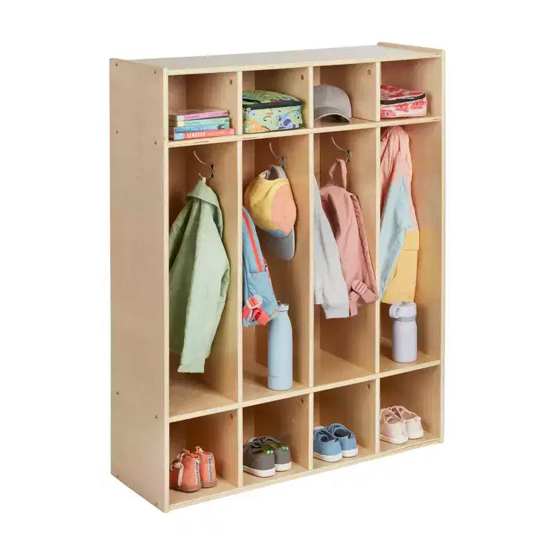 ECR4Kids Streamline 4-Section Coat Locker with Cubby Storage, Classroom Furniture