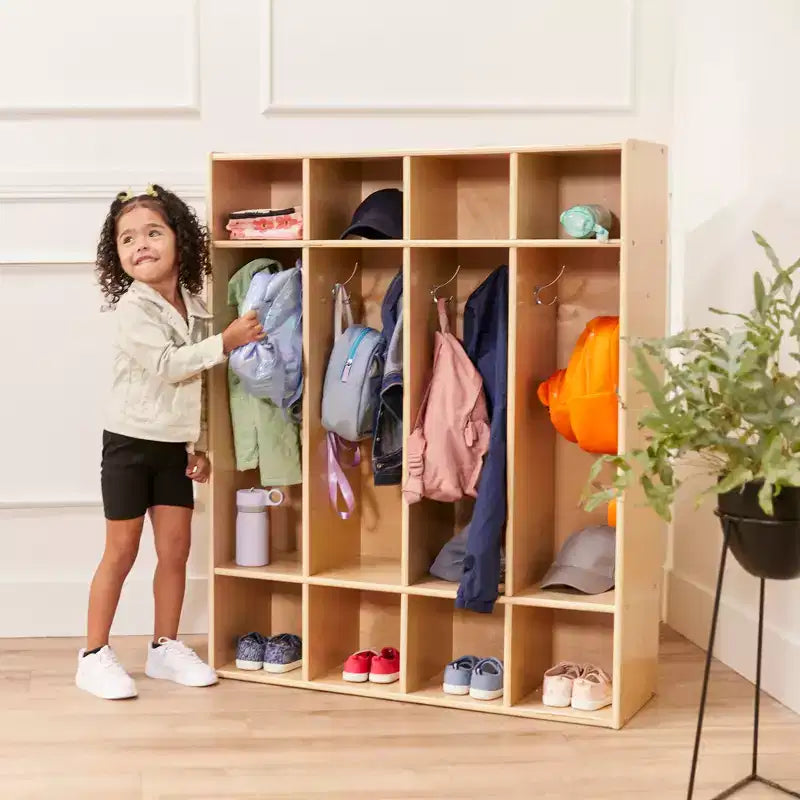 ECR4Kids Streamline 4-Section Coat Locker with Cubby Storage, Classroom Furniture