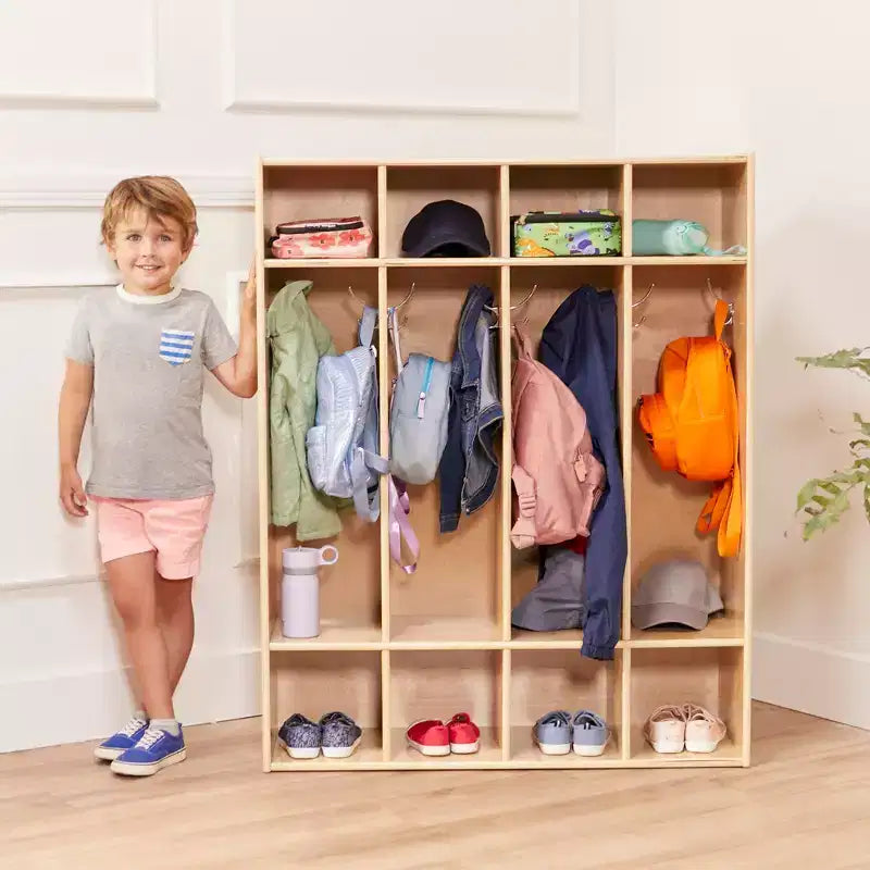 ECR4Kids Streamline 4-Section Coat Locker with Cubby Storage, Classroom Furniture
