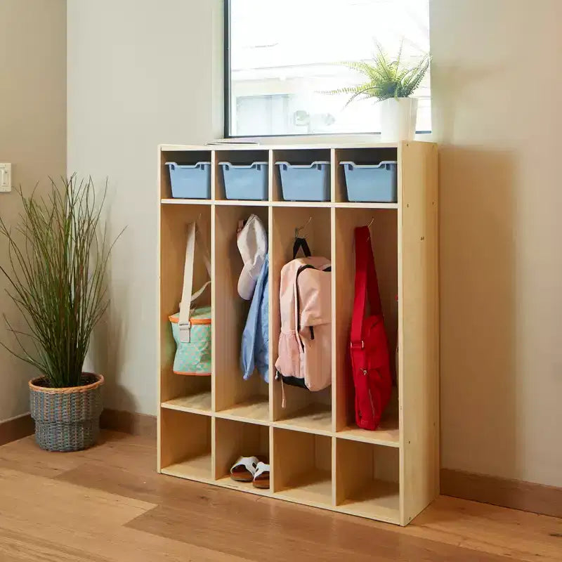 ECR4Kids Streamline 4-Section Coat Locker with Cubby Storage, Classroom Furniture
