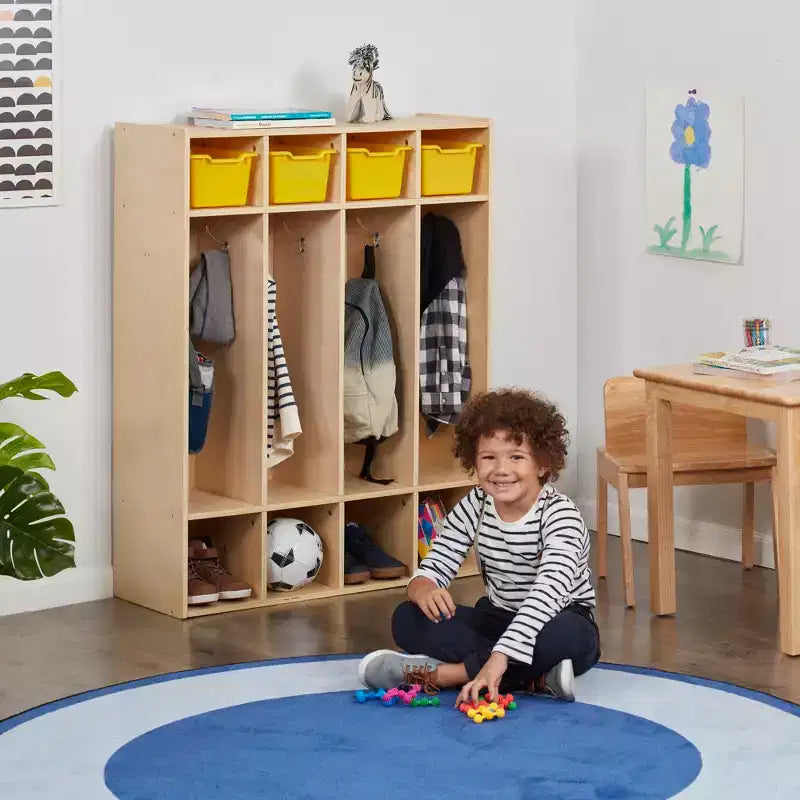ECR4Kids Streamline 4-Section Coat Locker with Cubby Storage, Classroom Furniture