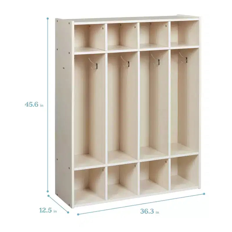 ECR4Kids Streamline 4-Section Coat Locker with Cubby Storage, Classroom Furniture