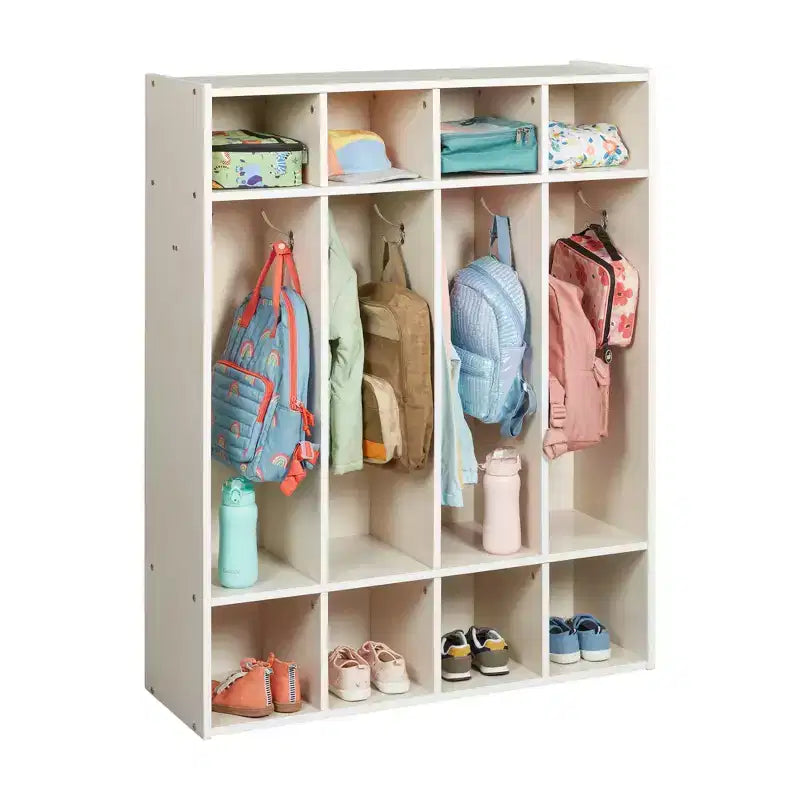 ECR4Kids Streamline 4-Section Coat Locker with Cubby Storage, Classroom Furniture