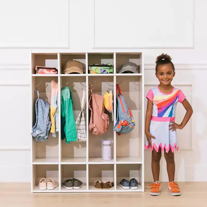 ECR4Kids Streamline 4-Section Coat Locker with Cubby Storage, Classroom Furniture