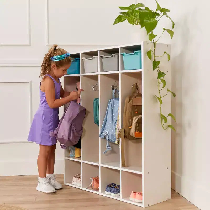 ECR4Kids Streamline 4-Section Coat Locker with Cubby Storage, Classroom Furniture