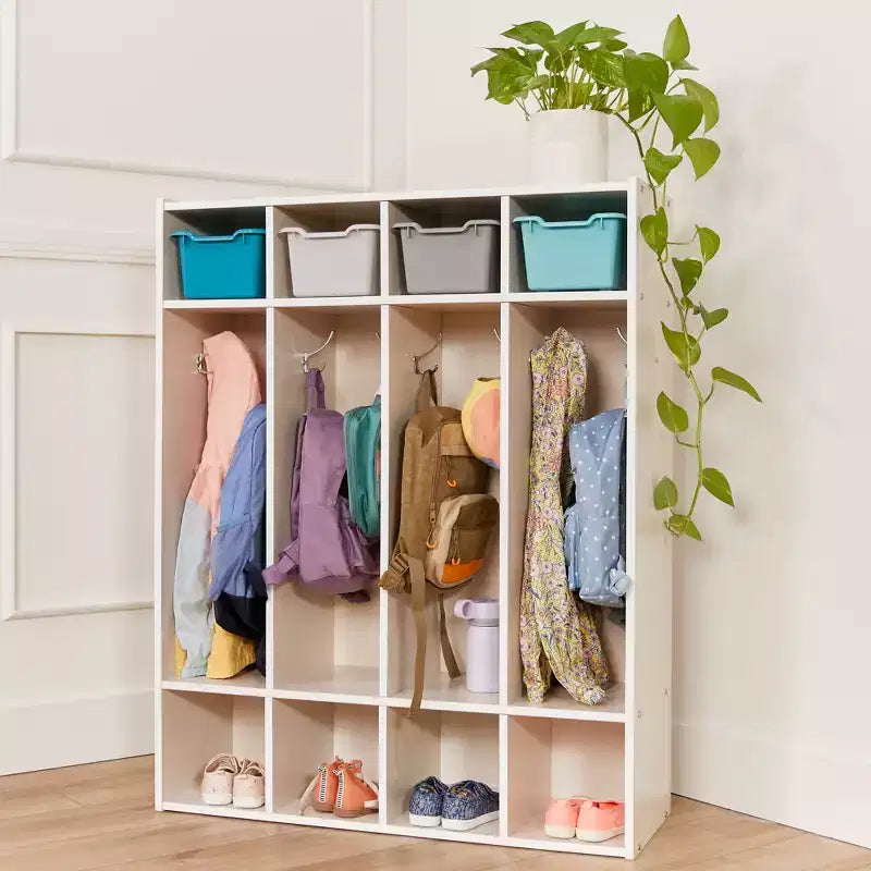 ECR4Kids Streamline 4-Section Coat Locker with Cubby Storage, Classroom Furniture
