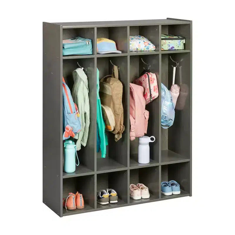 ECR4Kids Streamline 4-Section Coat Locker with Cubby Storage, Classroom Furniture