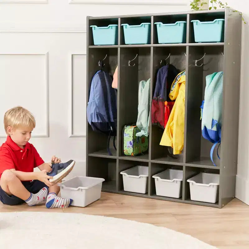 ECR4Kids Streamline 4-Section Coat Locker with Cubby Storage, Classroom Furniture