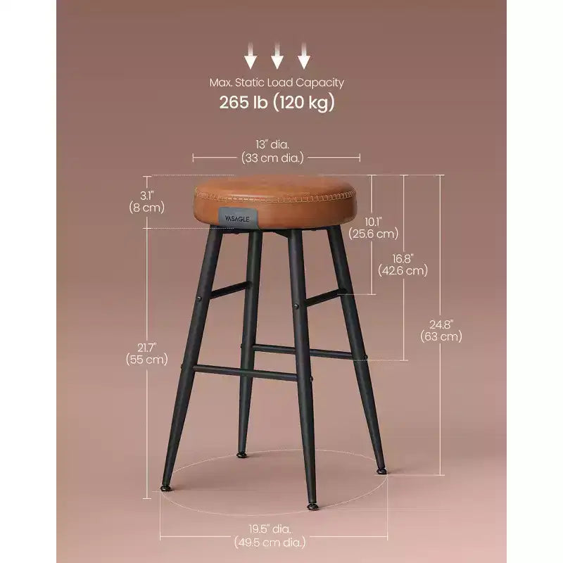 EKHO 24.8-Inch Tall Bar Chair Set of 2, Counter Height Bar Stools, Kitchen Counter Stools
