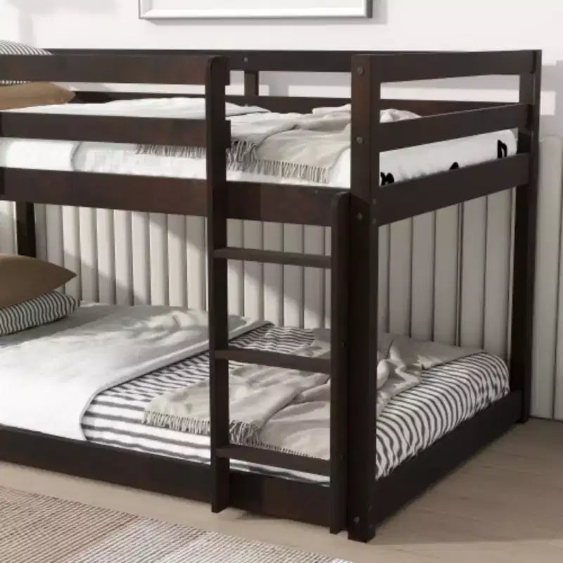 Twin-over-Twin Bunk Bed Complete with Ladder, Strengthened Slat Supports for Both Upper and Lower Beds