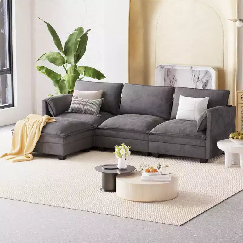 Christopher Knight Home 107.8 L-Shaped 3 Seater Sofa with Ottoman
