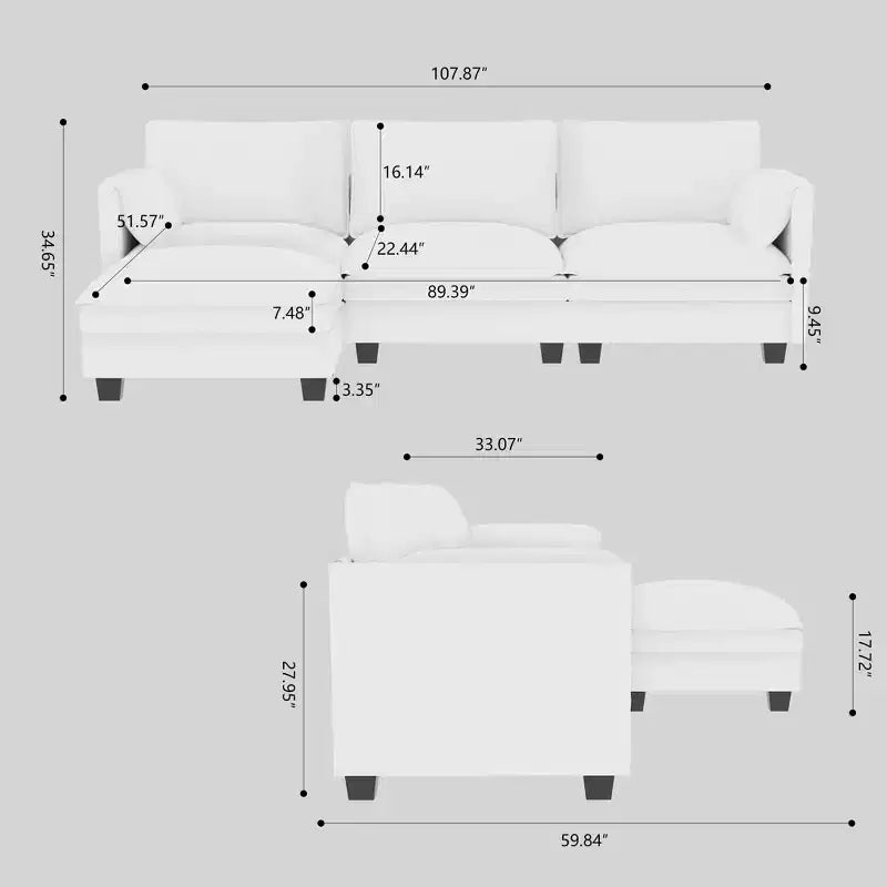 Christopher Knight Home 107.8 L-Shaped 3 Seater Sofa with Ottoman