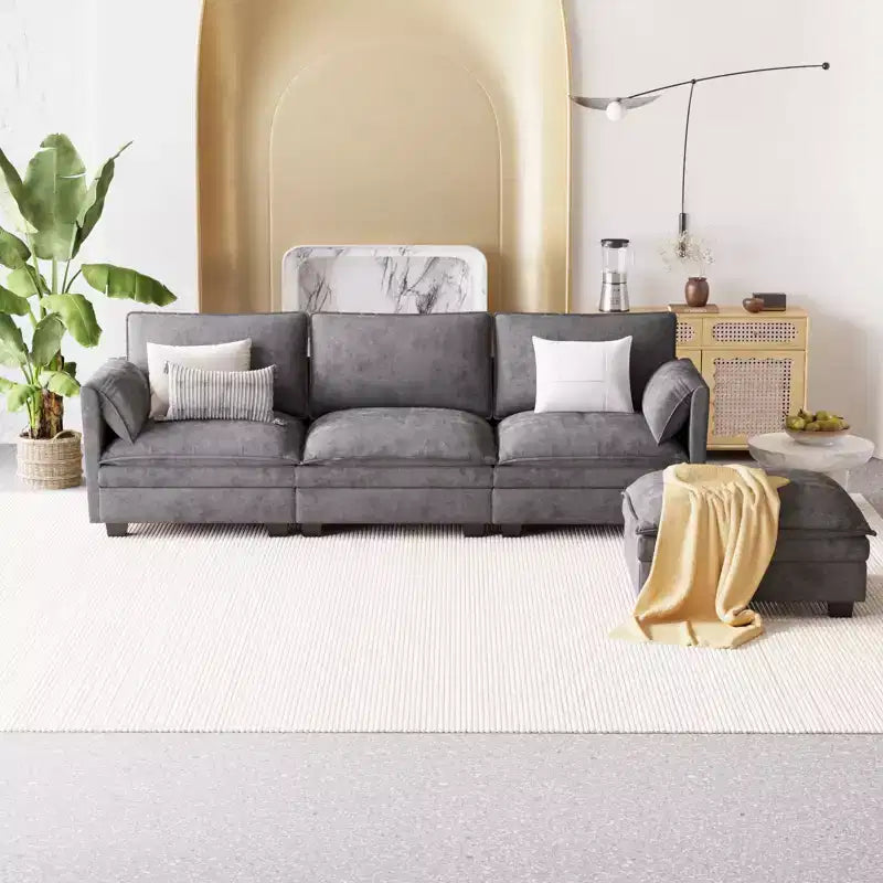 Christopher Knight Home 107.8 L-Shaped 3 Seater Sofa with Ottoman