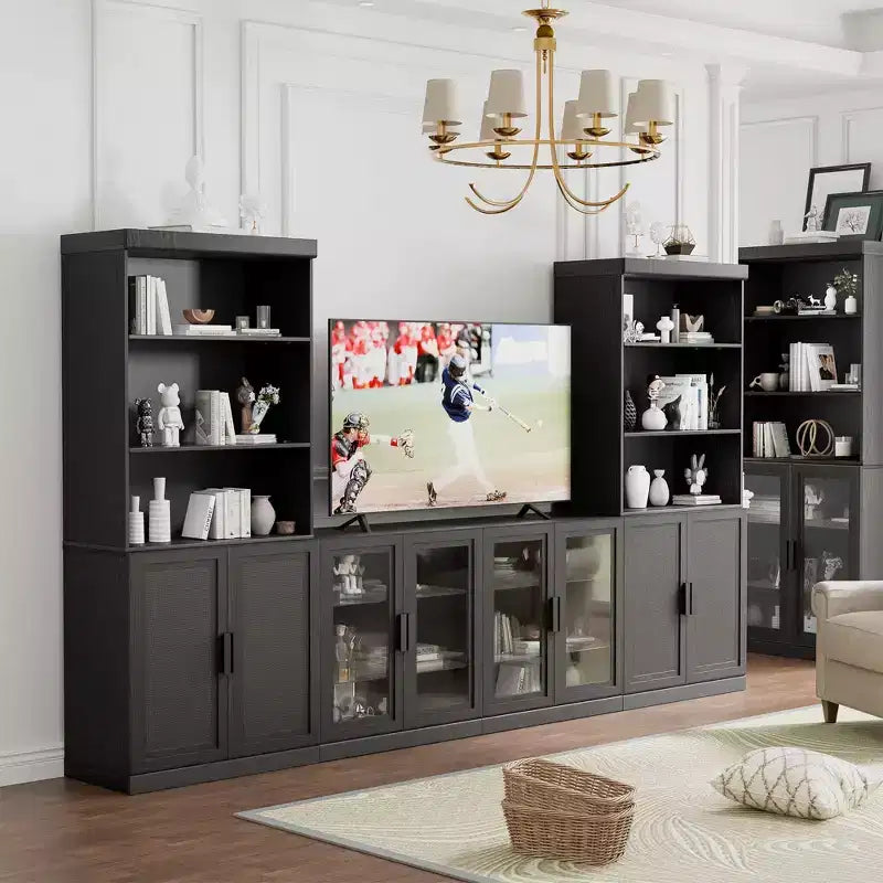 PexFix 41x31x16 Wood Accent Cabinet with Adjustable Shelf Storage Cabinet without Door Black