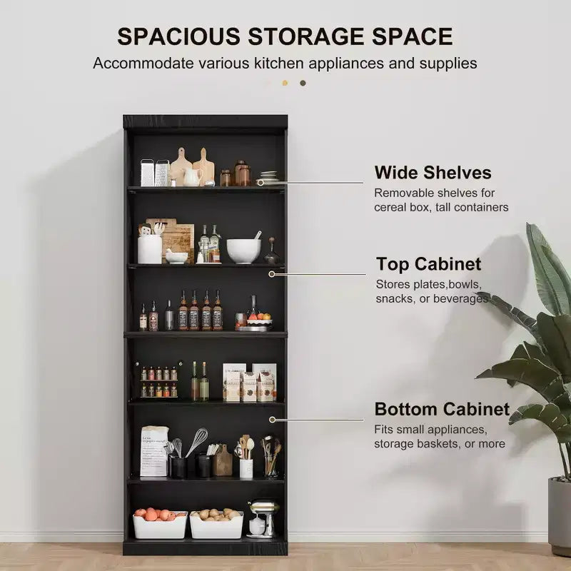 PexFix 41x31x16 Wood Accent Cabinet with Adjustable Shelf Storage Cabinet without Door Black