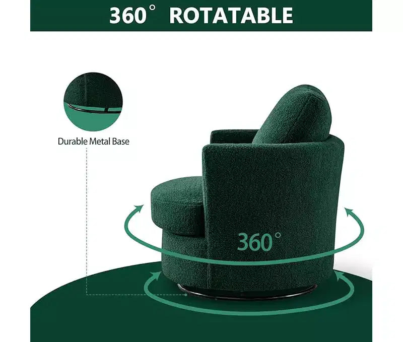 GDFStudio Bertha Swivel Boucle Upholstered 32 Wood and Steel Chair