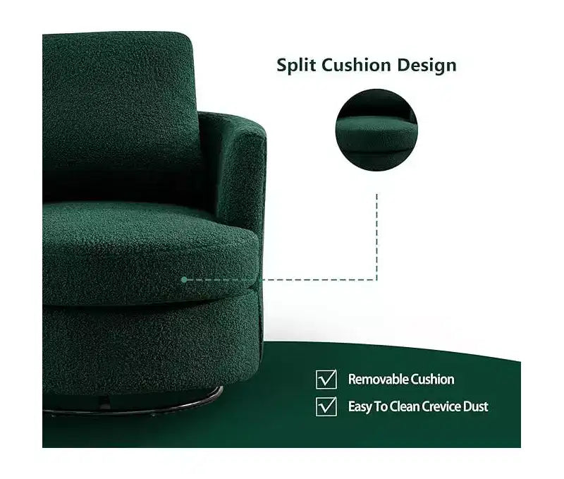GDFStudio Bertha Swivel Boucle Upholstered 32 Wood and Steel Chair