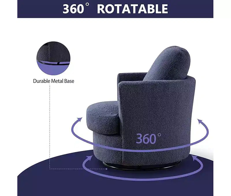 GDFStudio Bertha Swivel Boucle Upholstered 32 Wood and Steel Chair