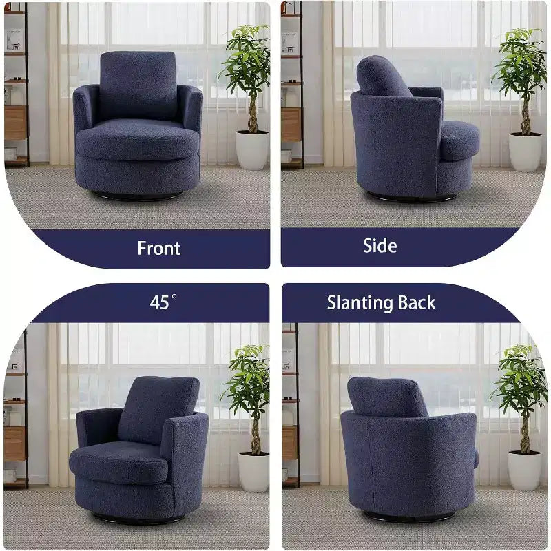 GDFStudio Bertha Swivel Boucle Upholstered 32 Wood and Steel Chair