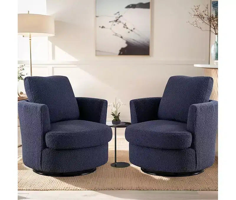 GDFStudio Bertha Swivel Boucle Upholstered 32 Wood and Steel Chair