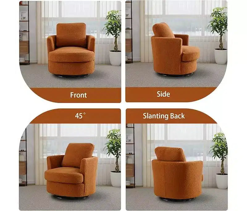 GDFStudio Bertha Swivel Boucle Upholstered 32 Wood and Steel Chair