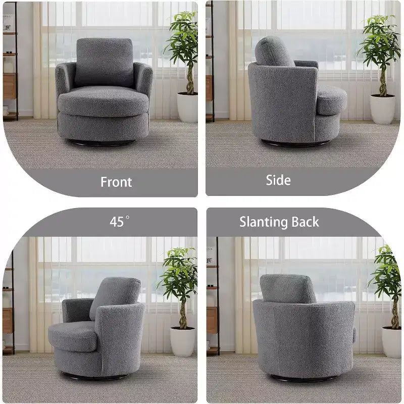 GDFStudio Bertha Swivel Boucle Upholstered 32 Wood and Steel Chair
