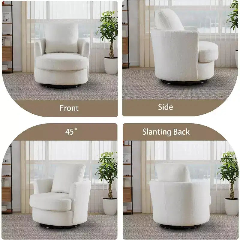 GDFStudio Bertha Swivel Boucle Upholstered 32 Wood and Steel Chair