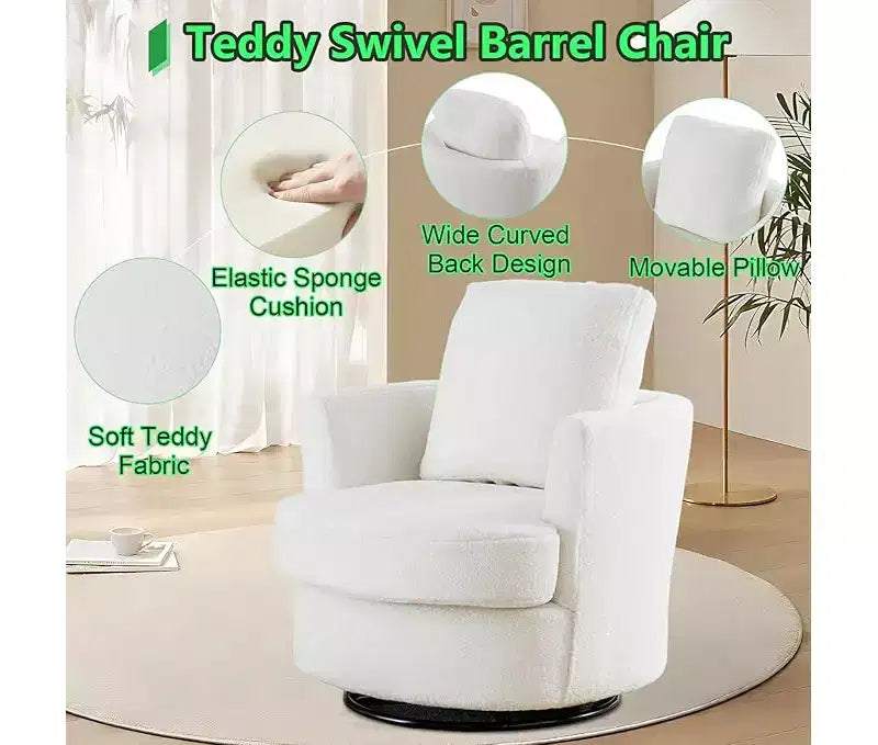 GDFStudio Bertha Swivel Boucle Upholstered 32 Wood and Steel Chair