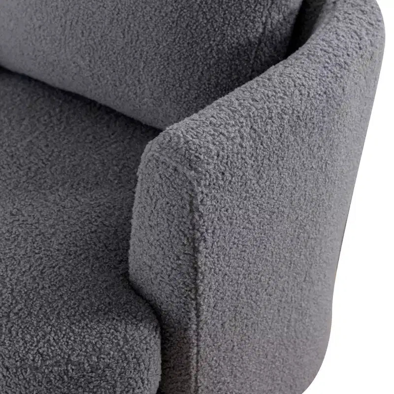 GDFStudio Bertha Swivel Boucle Upholstered 32 Wood and Steel Chair