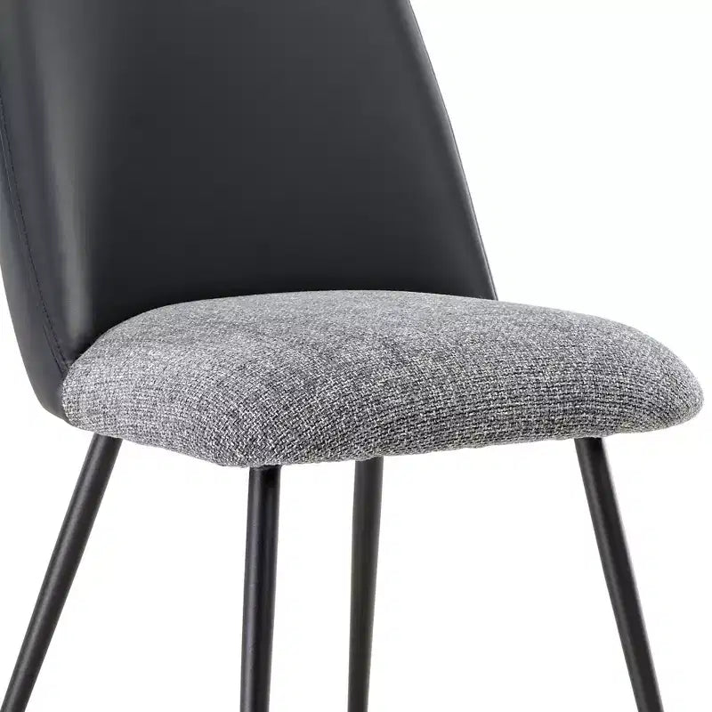 Upholstered Dining Side Chairs Set of 2, Black Gray