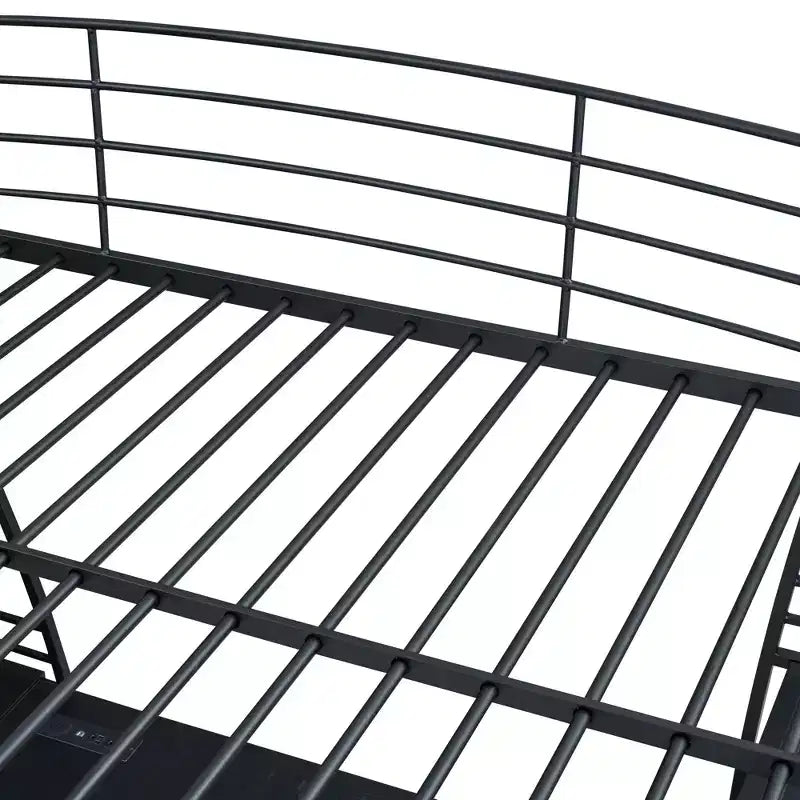 Whisen 77.1L x 56.7W Stylish Design Full Size Metal Frame Loft Bed with Shelves and L-shaped Desk