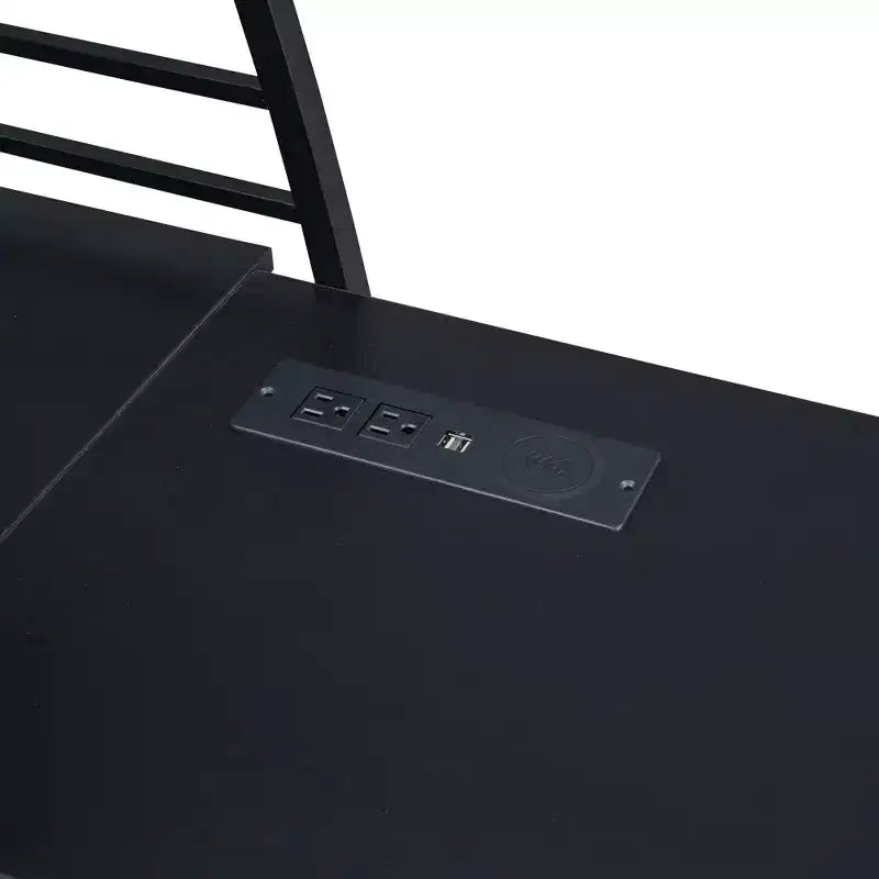 Whisen 77.1L x 56.7W Stylish Design Full Size Metal Frame Loft Bed with Shelves and L-shaped Desk