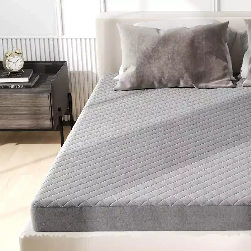 Costway Twin/Queen/King Size Mattress Protector with Deep Pocket Sponge Padding Anti-slip Bottom Gray